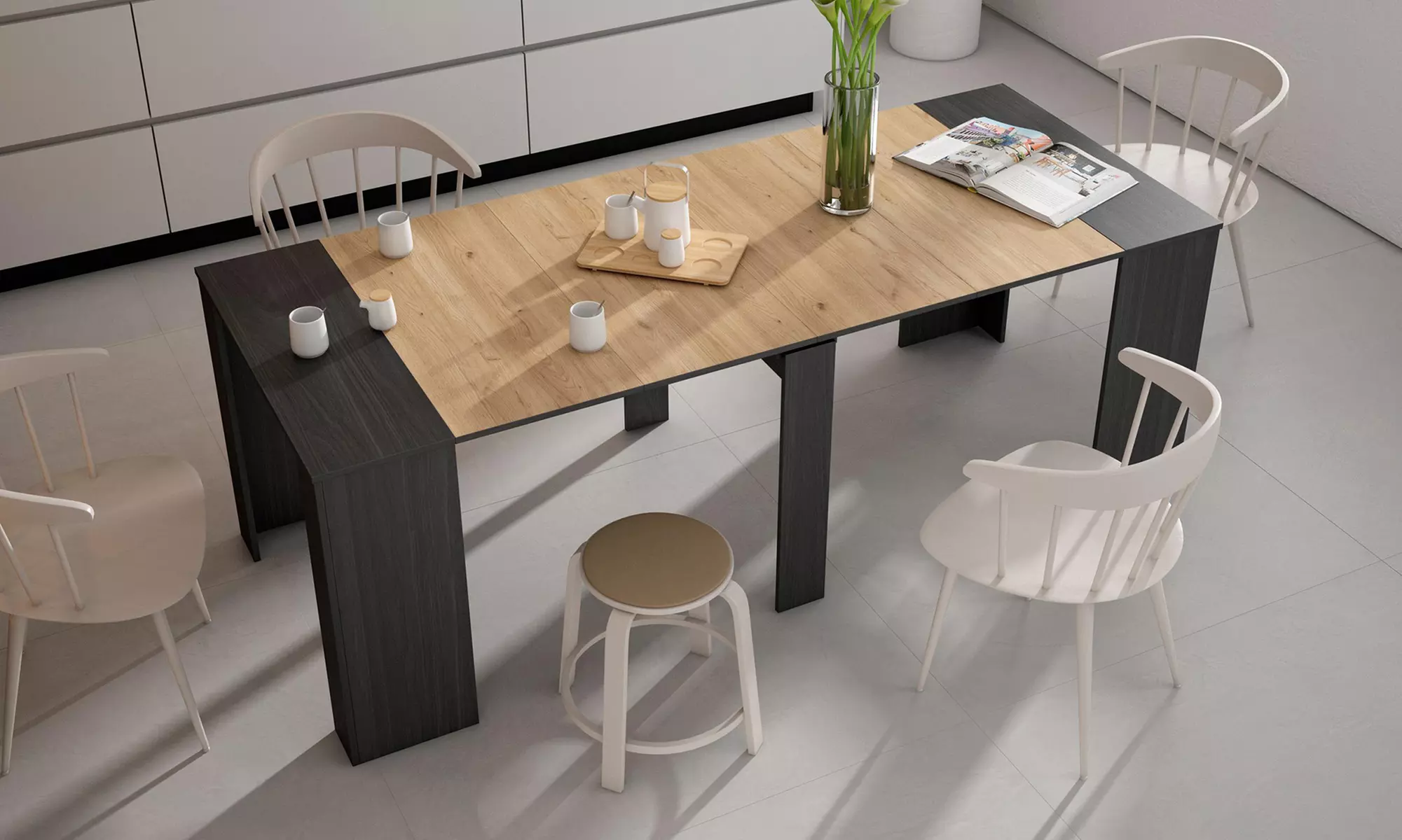 Uitschuifbare tafel voor maximaal 10 of 12 personen