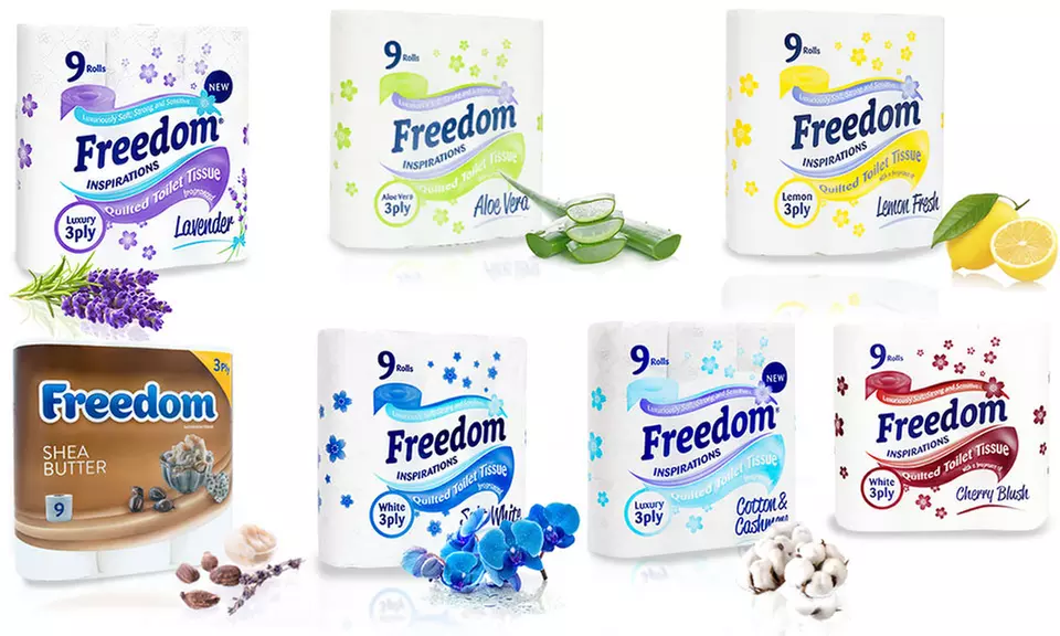 45 Rolls of Freedom Three-Ply Toilet Paper Scented Bathroom Household Rolls - Primary Image