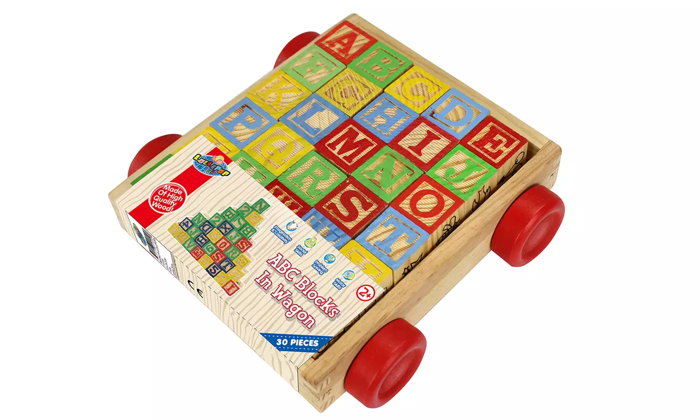 Wooden ABC Blocks with Wagon (30-Piece) - Primary Image