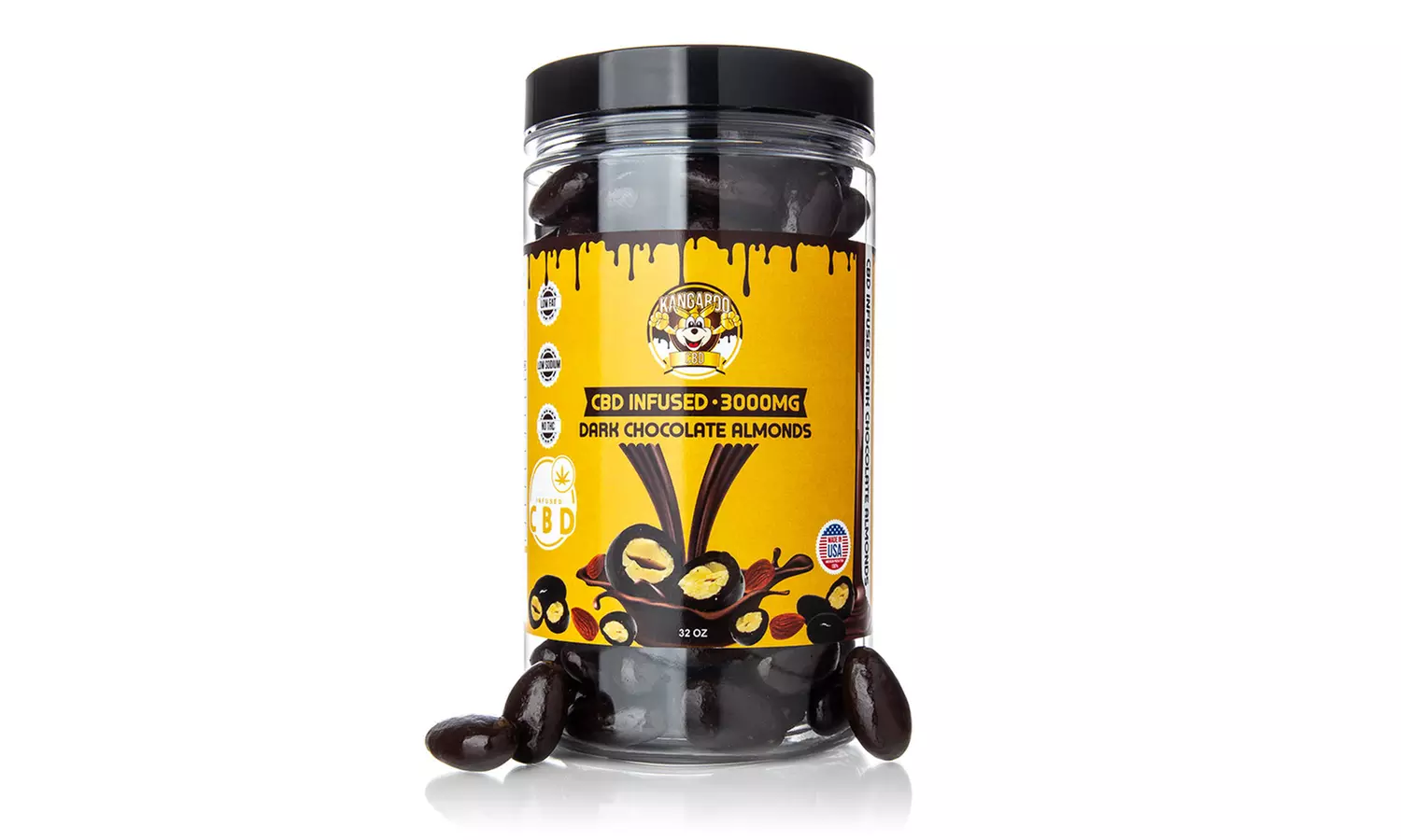 Kangaroo CBD Dark or Milk Chocolate Covered Roasted Almonds (500mg, 1000mg or 3000mg) - Second Medium
