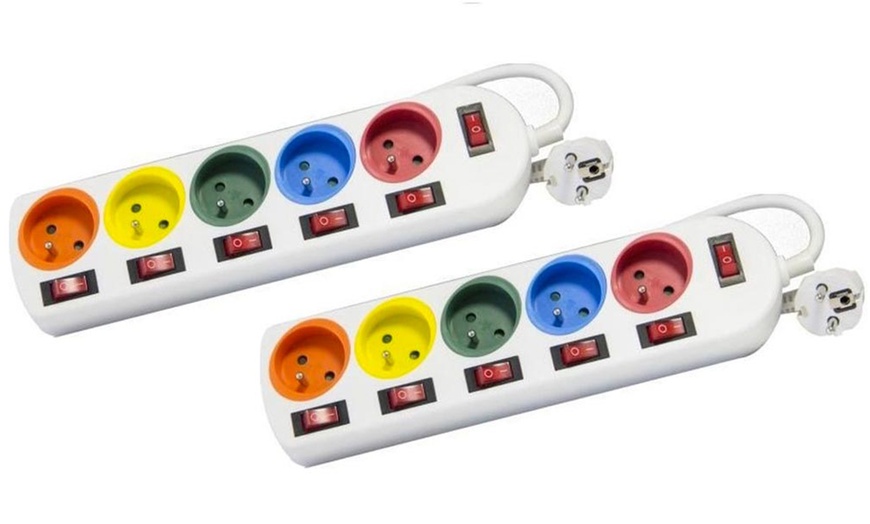 Image 2: Two-Pack of Five-Socket Power Strip with Individual Switches 3680W Max