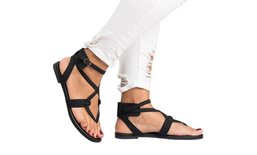 Image 3: Low Heel Slip-On Sandals
