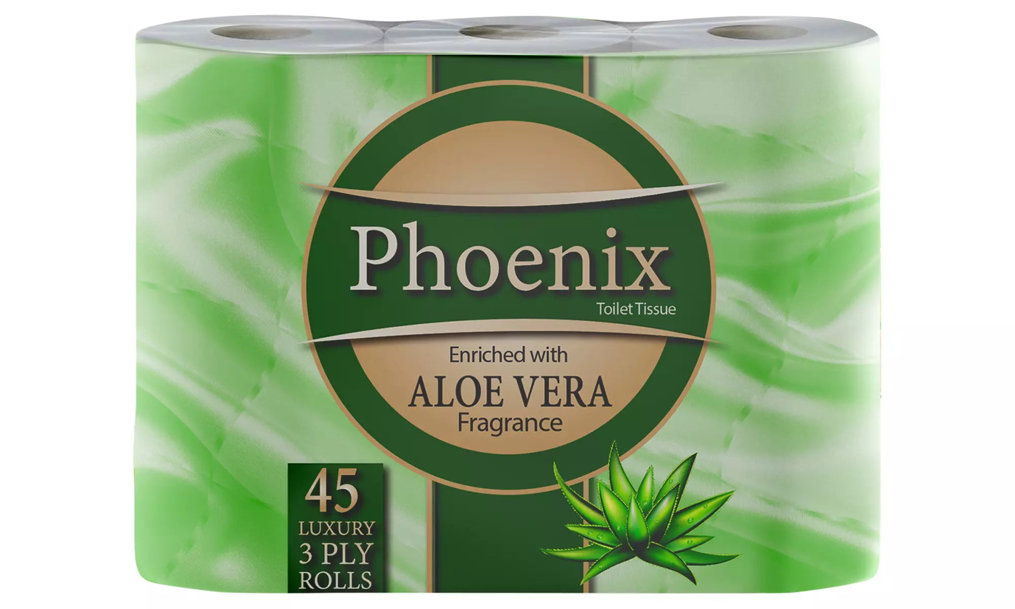 18, 45 or 90 Rolls of Phoenix Aloe Vera Three-Ply Toilet Paper
