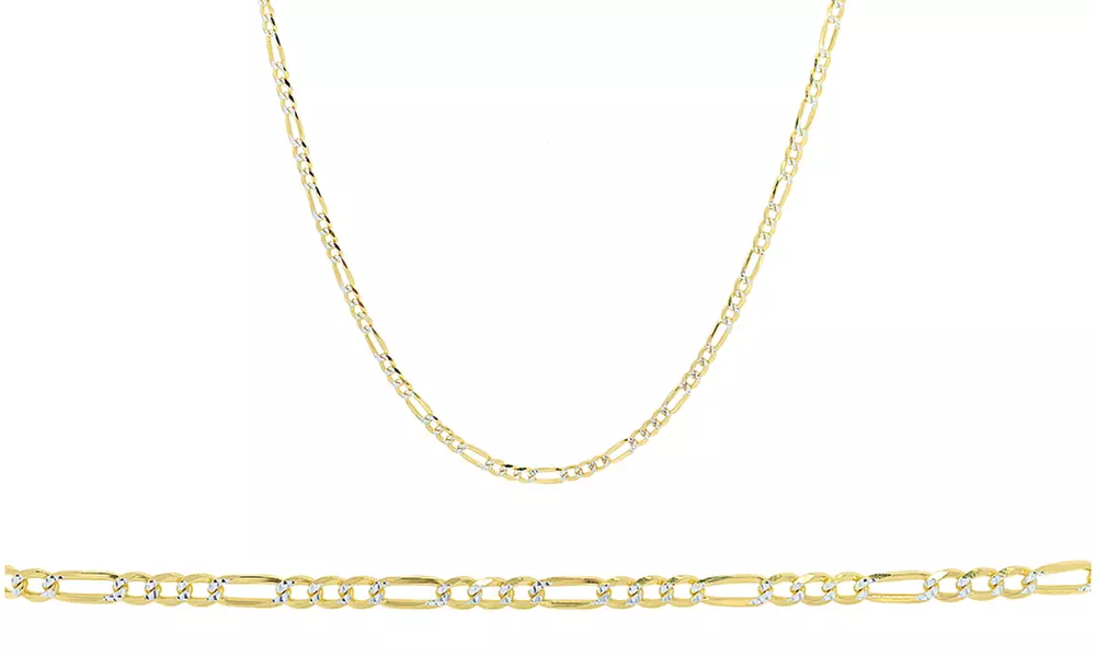 Italian Two Tone Figaro Chain in 14K Gold Plating - Primary Image