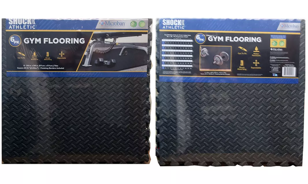 Shock-Absorbing Athletic Rubber Gym Flooring Mats (6-Pack) - Image 3