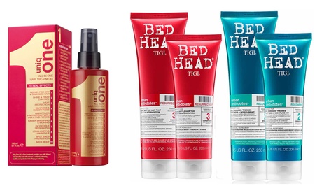 Trattamento per capelli da 150 ml, shampoo da 250 ml e balsamo da 200 ml Tigi, disponibili in 3 set