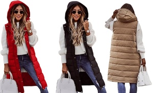 Long-Line Hooded Gilet for Women