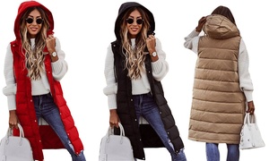 Long-Line Hooded Gilet for Women