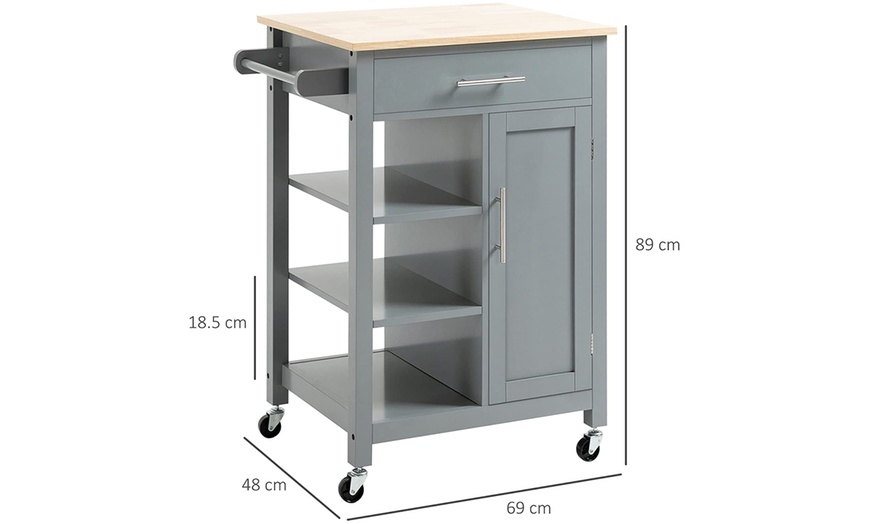 Image 22: HomCom Kitchen Trolley Cart