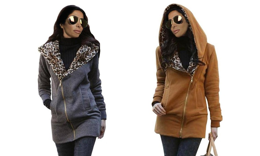 Image 1: Women's Animal Print Hooded Jacket