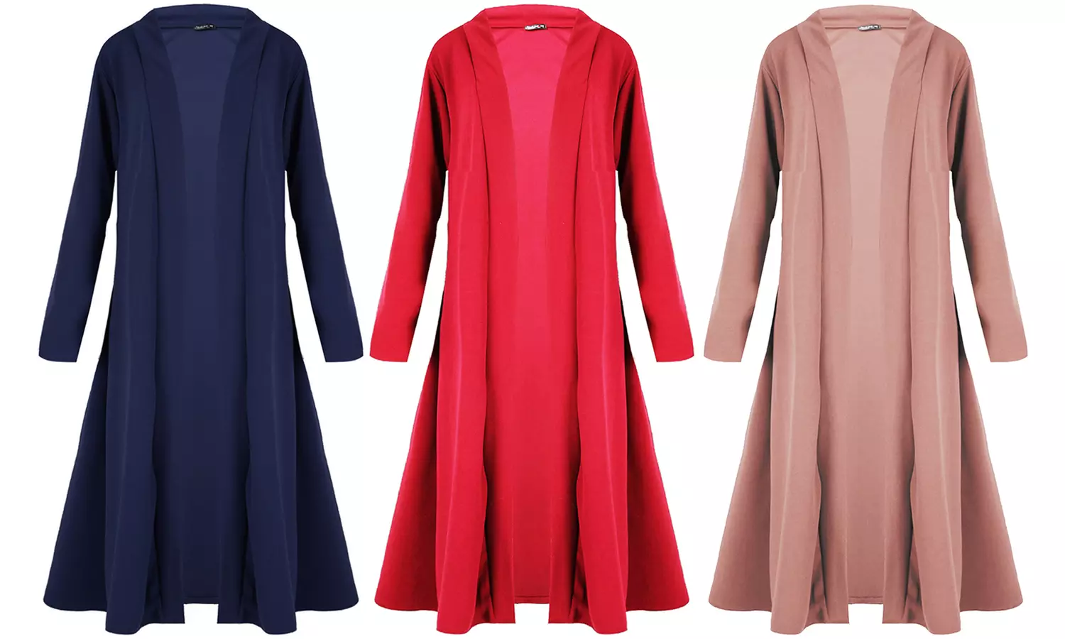 Cardigan long bas évasé avec manches longues - Primary Image