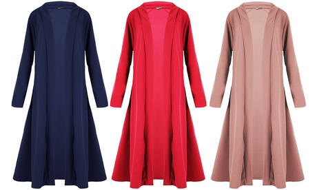 Cardigan long bas évasé avec manches longues
