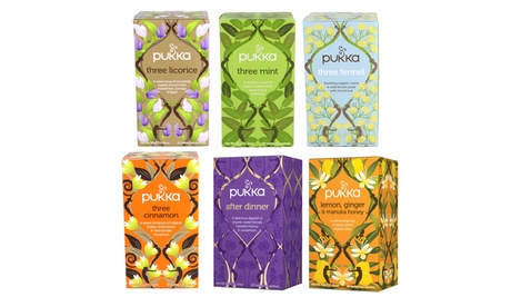 Fino a 12 confezini di tè e tisane bio Pukka disponibili in varie tipologie