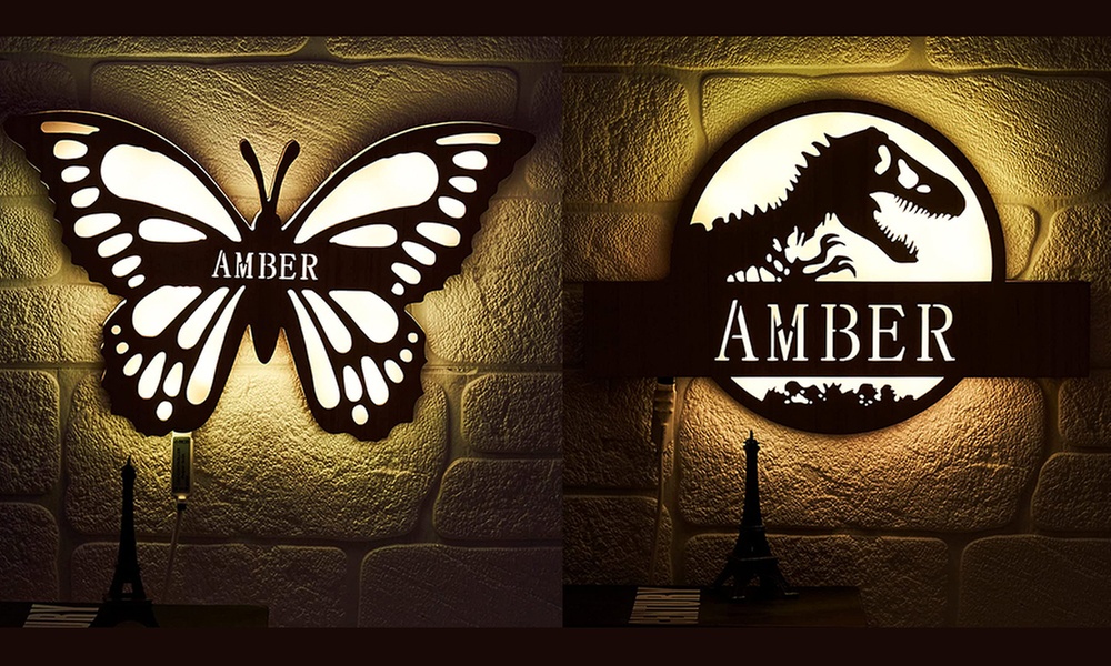 One or Two Custom Name Wall Lamps from Justyling