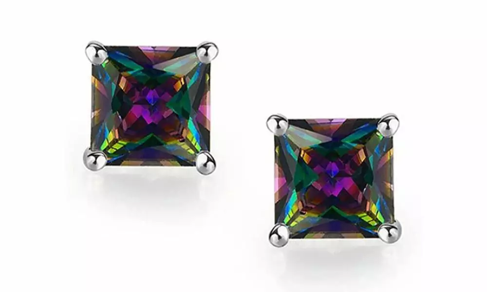 Paire de boucles d'oreilles en zircon coloré