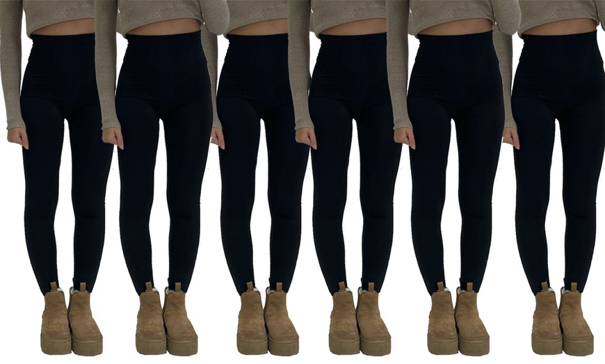 Image 9: Up to Six Packs of Ladies' High Waist Fleece Lined Leggings