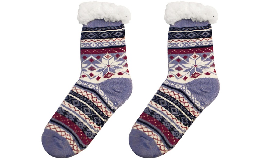 Image 25: Festive Warm Sherpa Fur Slipper Socks