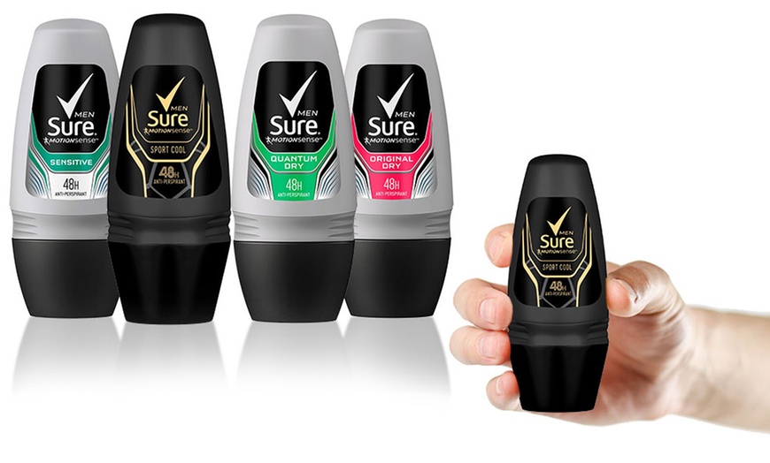 Image 1: Six-Pack of Sure Men's Roll-On Antiperspirant Deodorants 50ml