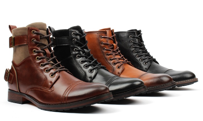 cap toe combat boots