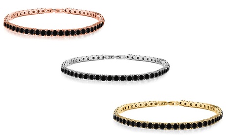 10.00 CTTW Black Spinal Tennis Bracelets in 18K Gold None July Brass Spinel OVER 7 ct 18K Yellow Gold Plated