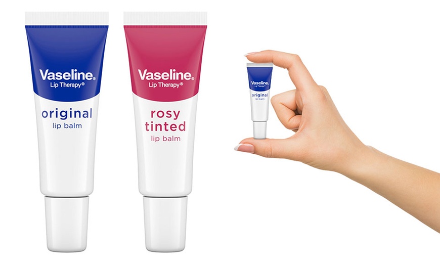 Image 1: Two or Four Vaseline Lip Balm Tubes 10g