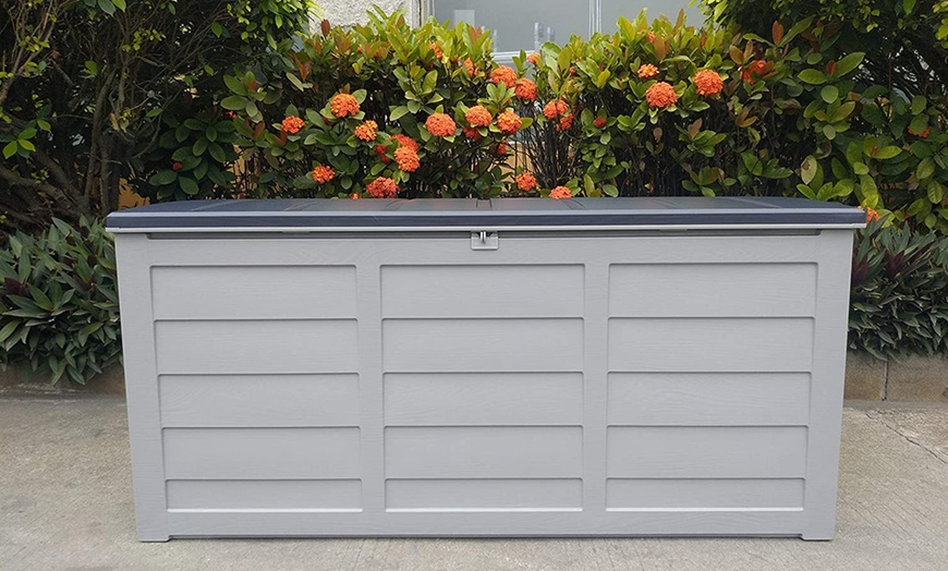 Image 3: 250L Garden Storage Box with Wheels