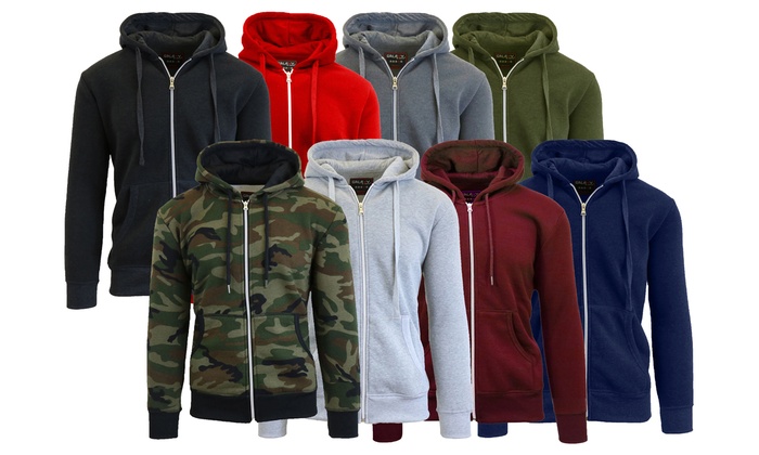 fleece lined zip hoodie men's