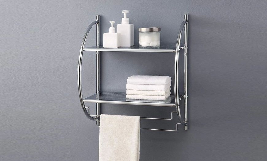 Image 2: Two-Tier Chrome Bathroom Rack