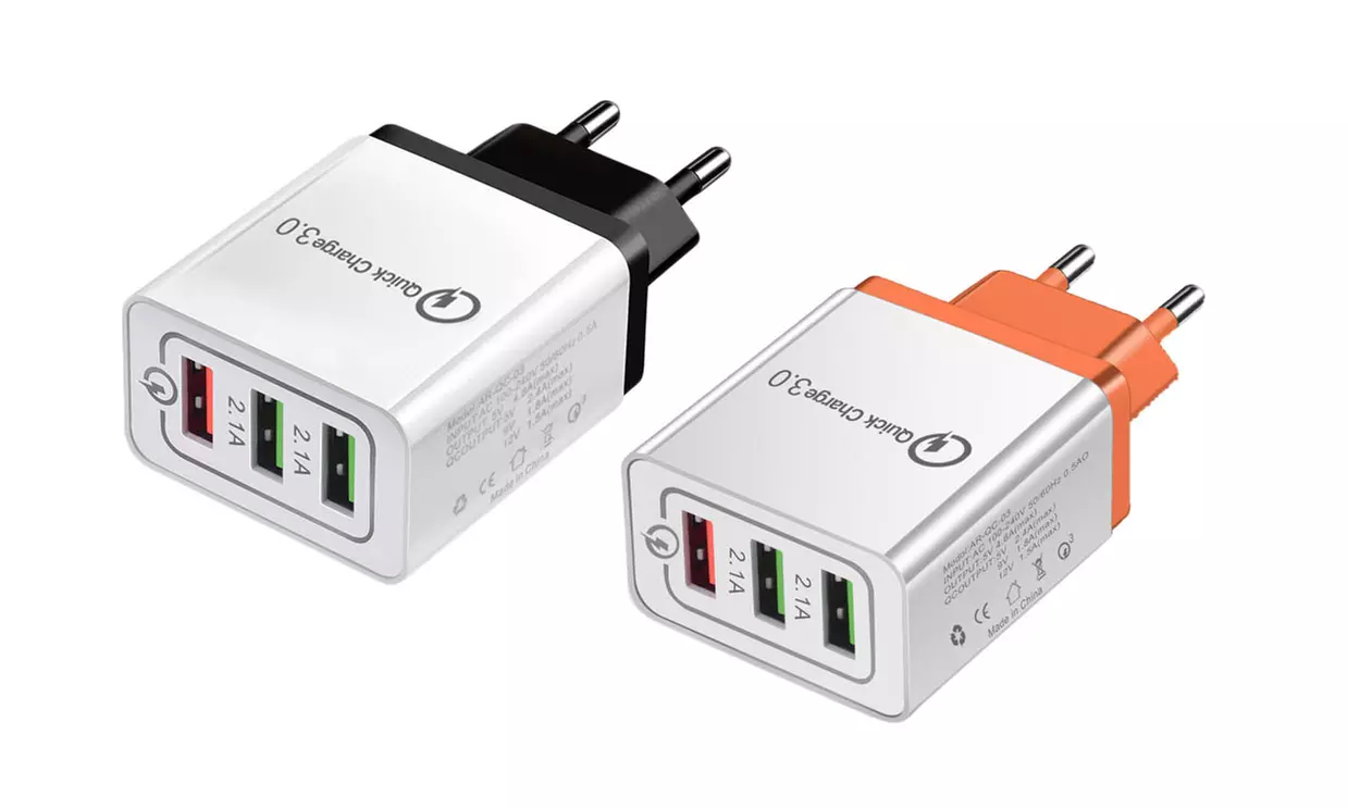 1x oder 2x USB-Schnell-Ladegerät mit 3 USB-Ports