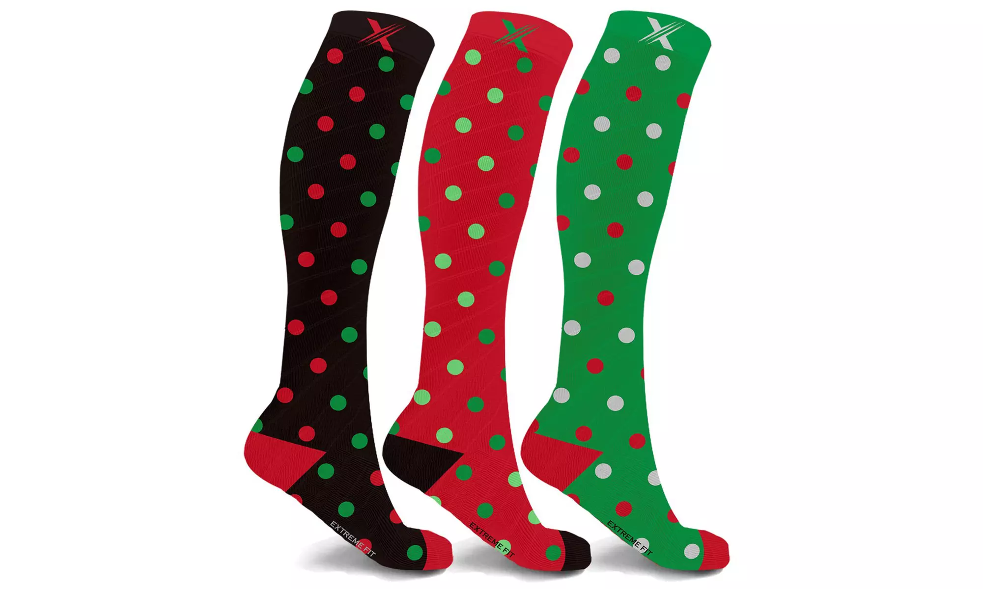 XTF Holiday Joy Knee High Compression Socks (3- or 6-Pairs) - Second Medium