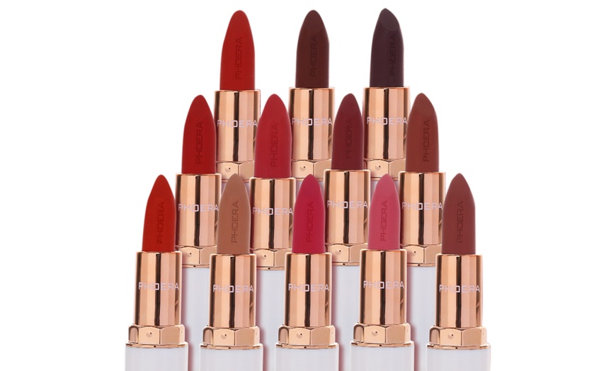 Image 1: 1 or 12 Phoera Absolute Matte Lipsticks