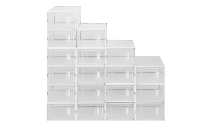 Image 2: Shoe Storage Boxes 18 Pack Clear Plastic Stackable