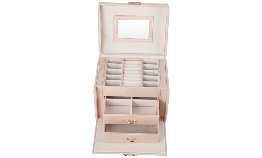 Image 1: Multi-Function Storage Jewellery Box with Drawers