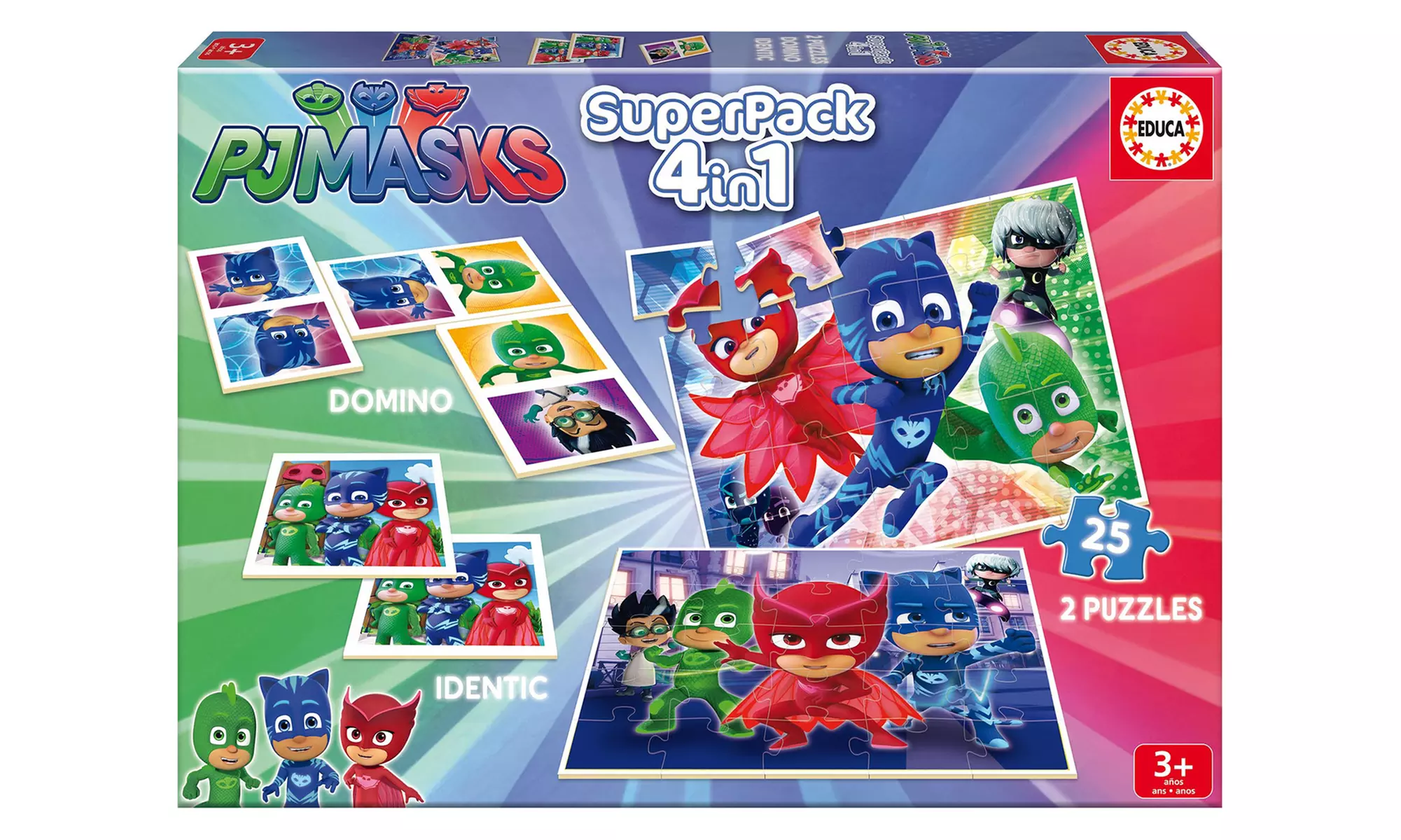 Superpack 4 en 1 Pyjamasques avec puzzles, jeu de dominos et jeu de mémoire - Primary Image