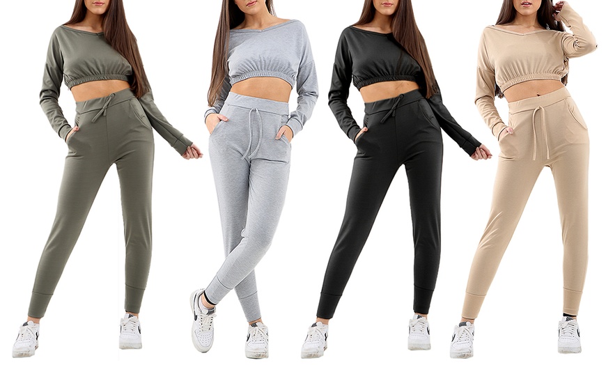 Image 1: Women's Crop Top and Trousers Tracksuit