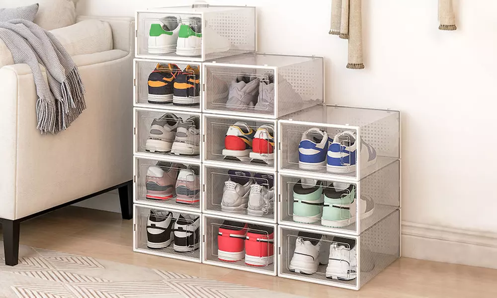 Set di 6 o 12 scatole portascarpe Bakaji, disponibili in 2 dimensioni - Primary Image