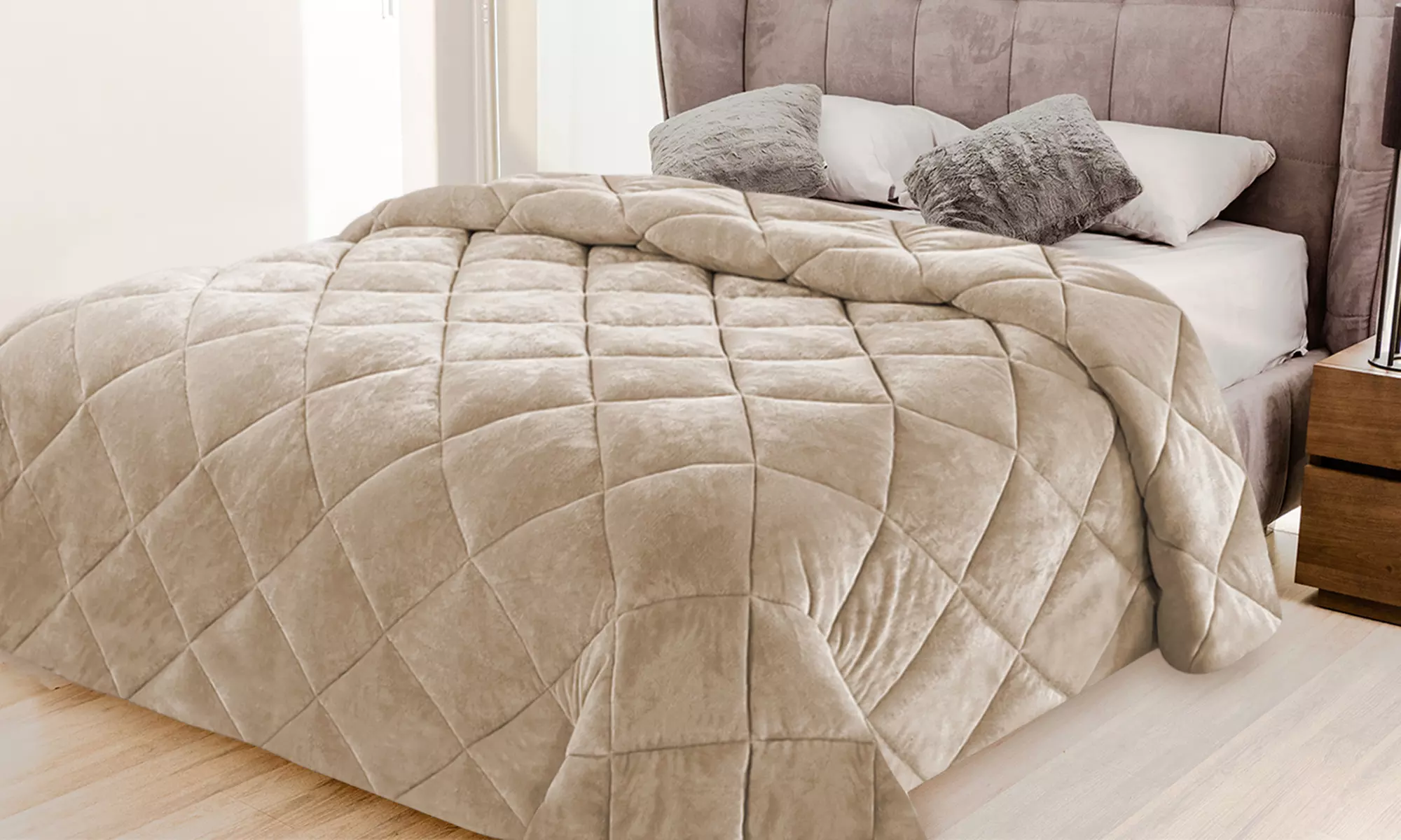 Trapunta matrimoniale in velluto Made in Italy