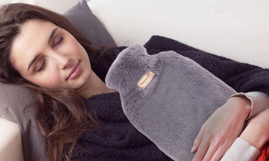 Image 3: Hot Water Bottle with Plush Cover