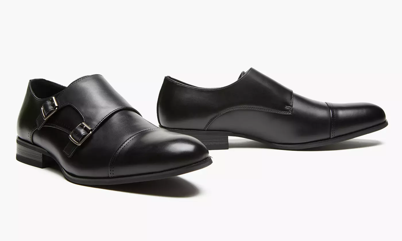 Unlisted by Kenneth Cole Black Double Monk Strap Oxfords Unlisted by Kenneth Cole Eel Monk Mens Burgundy Oxfords Monk  main image 3