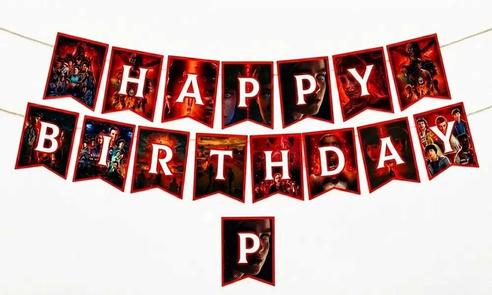 80s Retro Style Sci-Fi Birthday Party Tableware Set with Banner