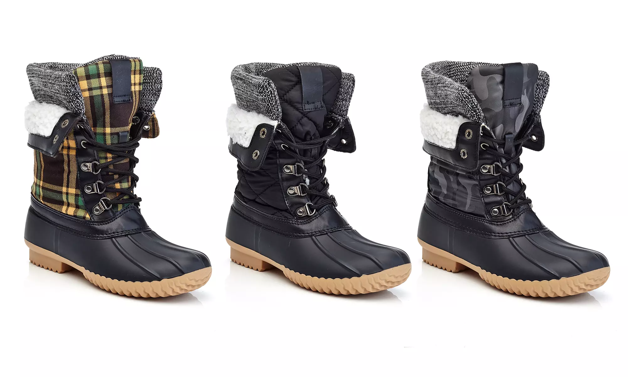 Henry Ferrera Collection Women's Cold-Weather Waterproof Lace-Up Ankle or Midcalf Adjustable Duck Boots - Primary Image