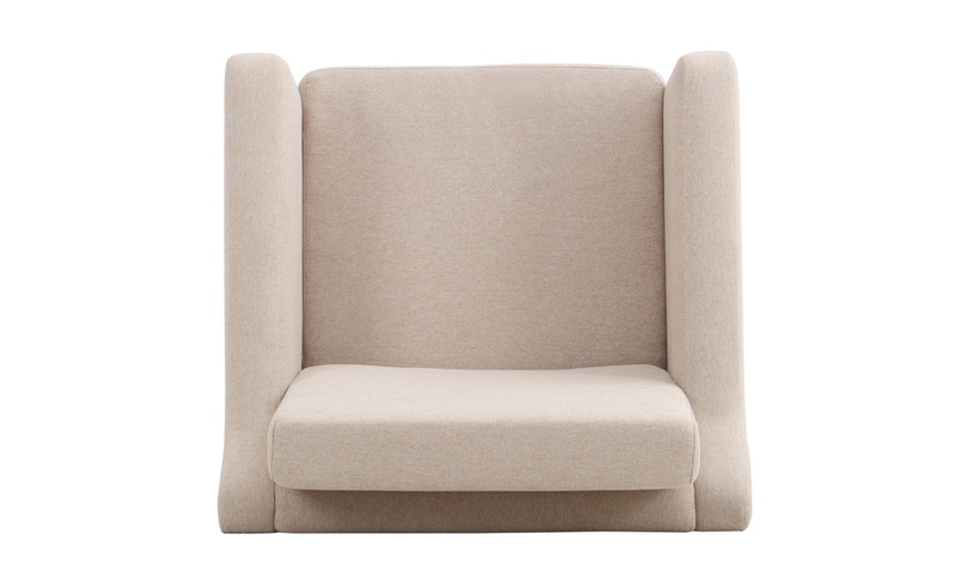 Image 2: Linen Upholstered Padded Armchair for Home and Office