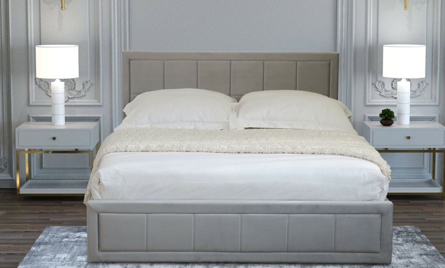 Image 3: Velvet Ottoman Bed with Optional Mattress