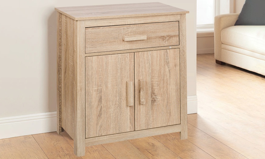 Image 1: Wood Veneer Bedside Cabinets