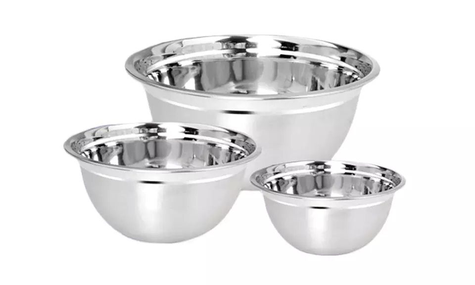 1, 2 ou 4 lots de 3 bols SIlvano en acier inoxydable de 1,8 L, 2,8 L et 4,8 L, livraison offerte - Primary Image