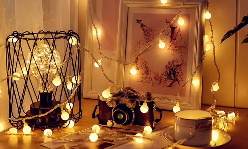 One, Two or Three Wires with 52 LED Frosted Globe String Lights - Primary Image