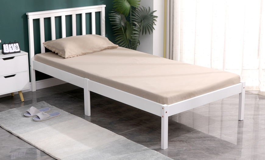 Image 4: Pine Wood Bed Frame