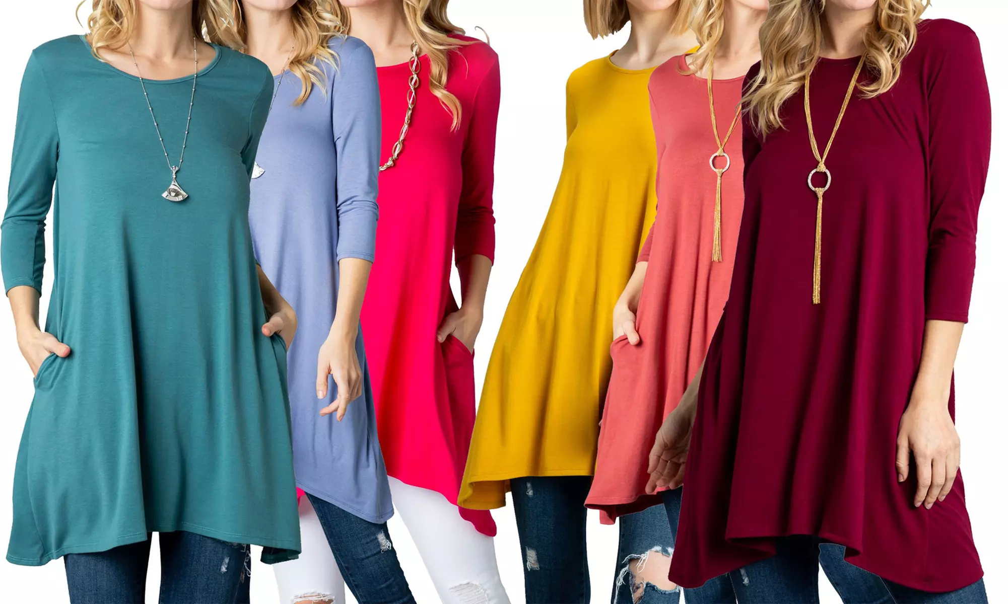 Acting Pro Women's Solid Trapeze Knit Tunic with Pocket. Plus Sizes Available. - Primary Image