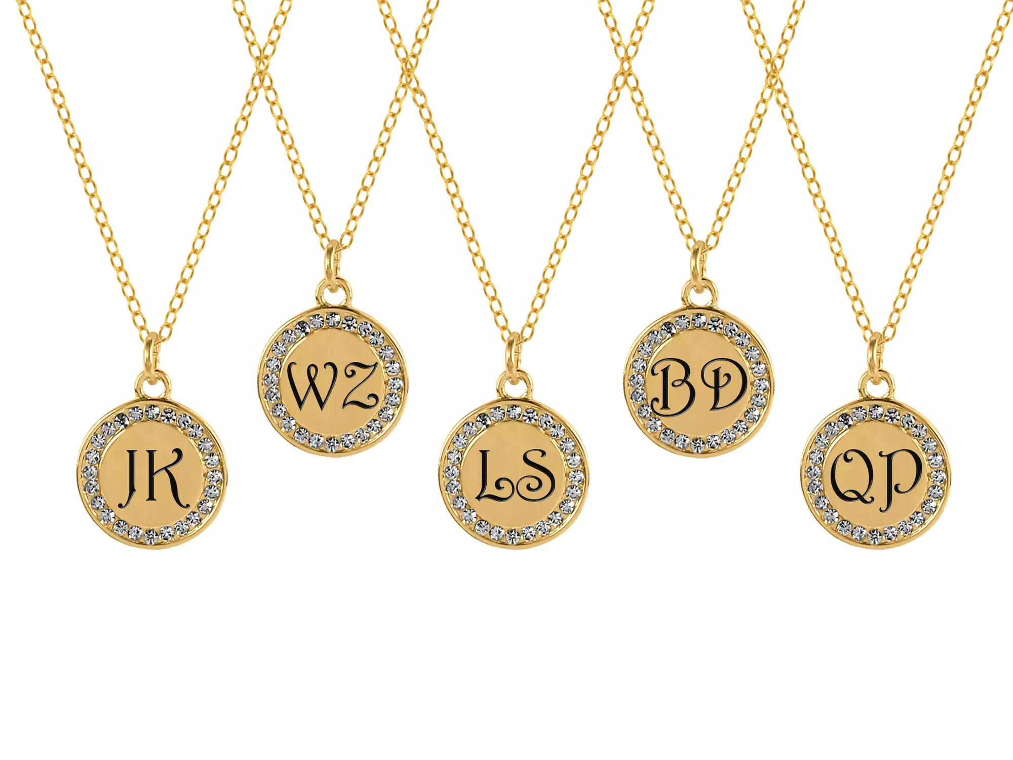 Five Engraved Personalized Disk Necklaces from MonogramHub