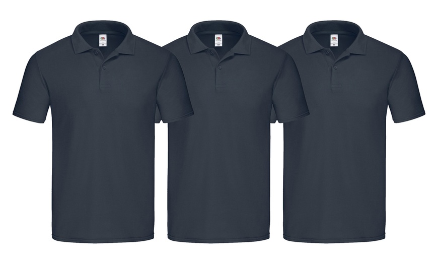 Image 4: 3er-Pack Fruit of the Loom Baumwoll-Poloshirts für Herren